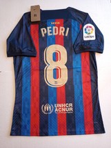 Pedri FC Barcelona #8 La Liga Match Slim Blue Red Home Soccer Jersey 2022-2023 - £79.93 GBP