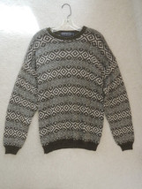 Mens Sweater Size L David Taylor Light Weight Olive Green Geometric Pattern NWOT - £24.80 GBP