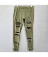 Torrid Green Olive Leggings Stretch Grunge Distressed Net Women Size 18 ... - $9.90