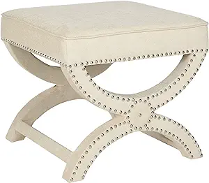 Safavieh MCR4645 Mystic Upholstered Ottoman Color: Cream - $344.99