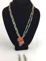 Christmas bright colored seed beaded necklace. L@@K! Plus Earrings 20&quot; - £12.04 GBP