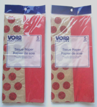 VOILA RED GLITTERY CIRCLES GIFT WRAP RED TISSUE PAPER 10 SHEETS 20&quot; x 20... - £5.53 GBP