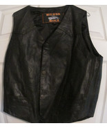 Men&#39;s SILVER BIKE Black Leather Motorcycle Moto Biker Vest W/Pockets Siz... - $69.12
