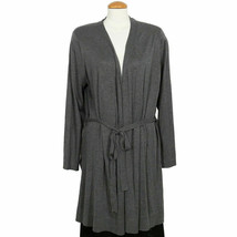 Eileen Fisher Ash Gray Tencel Organic Cotton Silk Tie Waist Long Cardigan Xl - £110.12 GBP