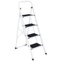 4 Steps Folding Ladder Non-Slip Tread Mat Multipurpose Platform 300Lbs Load - £69.21 GBP