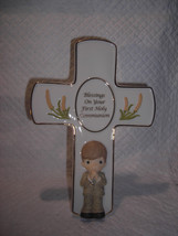 Precious Moments First Communion Cross Boy Porcelain w Stand  - £19.34 GBP