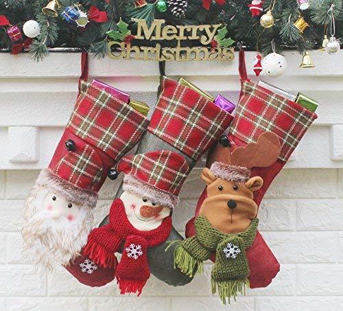 Santa Sacks Socks Candy Gift Bag Christmas Stocking for Decorations (3 pack, Len - $19.79