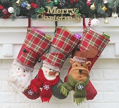 Santa Sacks Socks Candy Gift Bag Christmas Stocking for Decorations (3 p... - $19.79