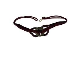 Vtg Accessory Design Rope Belt Size S/M Maroon Red Green Braided Metal D... - $18.81