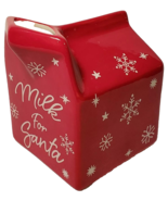 Christmas Santa Claus Mug Red Milk Carton Snowflake Farmhouse Ceramic Cr... - $15.34
