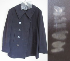 named &quot;JOHN HAWK&quot; WW2 military pea coat US NAVY wool antique vintage 1940&#39;s - £121.86 GBP