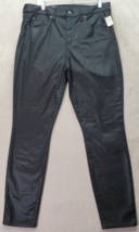 Gap Jeans Women Sz 32 Black Shiny Denim Cotton Pockets High Rise True Skinny Leg - £21.09 GBP