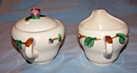 Vintage Metlox Camellia Creamer &amp; Sugar Bowl w/Lid-Hand-Decorated - $22.63 CAD