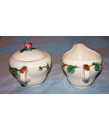 Vintage Metlox Camellia Creamer &amp; Sugar Bowl w/Lid-Hand-Decorated - $17.15