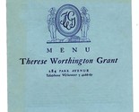 Therese Worthington Grant Southern Menu Park Avenue New York City 1938 - $123.62