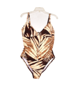 SPEEDO One Piece Swimsuit Women&#39;s Size 18 Swim Suit Brown &amp; Beige Tropic... - £16.83 GBP