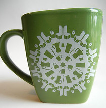 New Starbucks Coffee Cup Mug Tea Green Retro Mod Snowflake 16 oz Pots Square - £11.62 GBP