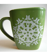 New Starbucks Coffee Cup Mug Tea Green Retro Mod Snowflake 16 oz Pots Sq... - $240.74 MXN