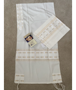 Talit Set Viscose Circles Cream/Gold Colors 18 Inches X 72 Inches,Made i... - $272.25