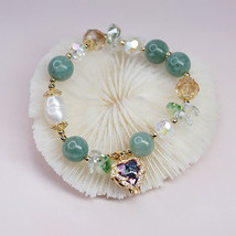 New Arrival Love Heart Zircon Pendant Baroque s Crystal Beaded Strand Bracelets  - £11.49 GBP