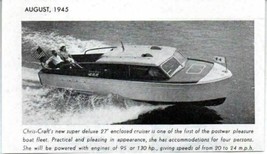 1945 Magazine Photo Chris-Craft 27&#39; Enclosed Cruiser Boat  - $8.72