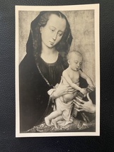 Victorian Era RPPC B&amp;W Postcard of Madonna and Child Painting by Van Der Weyden - £2.83 GBP