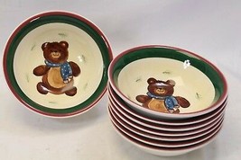 Benchmark Christmas Teddy Bear Soup Bowls 6-3/4&quot; Set of 8 Xmas - $45.07
