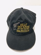 Vintage NRA Self Defense Hat Cap Snapback Black Gold USA RARE 2nd Amendment 70&#39;s - £37.15 GBP