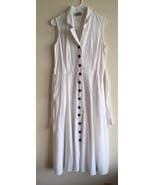 Women&#39;s Long White 100% Cotton Fit &amp; Flare Button Front Dress Pockets 12... - £42.50 GBP