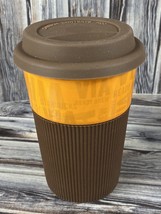 2011 Starbucks VIA Travel Coffee Mug Cup 8 oz w/ Lid &amp; Brown Silicone Sleeve - £11.57 GBP