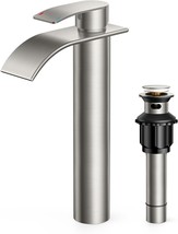 FORIOUS Single-Handle 1 Hole Waterfall Bathroom Faucet Brushed Nickel WB... - £27.10 GBP