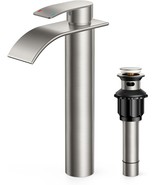 FORIOUS Single-Handle 1 Hole Waterfall Bathroom Faucet Brushed Nickel WB... - £27.30 GBP