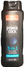SHIP24HR-Power Stick Body Wash Shampoo Conditioner 3 In 1 Cool Blue Water 22.5oz - £6.18 GBP