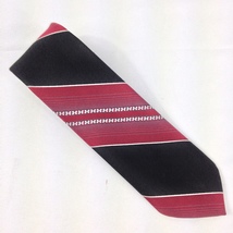 Ketch Maroon and Black Striped Skinny Polyester Men&#39;s Tie 55&quot;x3&quot; Used - £5.47 GBP