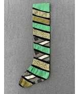 Handmade Green And Black Christmas Stocking Patchwork 28” Long 5.5” Wide - $213.89 MXN