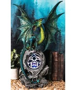 Large Jade Pagoda Asian Dragon Guarding LED Light Fire Emblem Amulet Statue - $84.99
