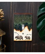 Pack of 2 Rustic Forest Mama Bear And Cub Single Toggle Switch Wall Outl... - €23,19 EUR