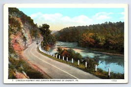 Postcard Lincoln Highway and Juniata River East of Everett Pennsylvania PA - £3.56 GBP