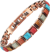 Copper Bracelet for Women 7.68&#39;&#39; Pure Solid Copper, 3500 Gauss Effective Magnet - £29.06 GBP