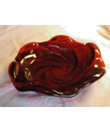 Fenton Red Swirl Glass Trinket Bowl Aprox 7&quot; Imperfect Heavy - £14.13 GBP