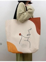 Canvas / Cotton Women&#39;s  X LARGE Sophisticated lady Sketch Art Tote Carry-All. - £18.77 GBP