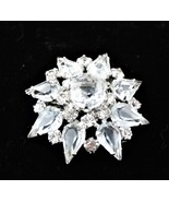 Vintage Clear Prong Set Rhinestone Silvertone Open Backed Brooch Pin - £31.62 GBP