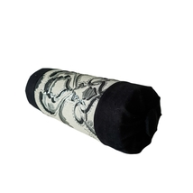 Decorative Bolster Pillow, Black Velvet, Decorative Button, High Quality, 6x16&quot; - £42.17 GBP