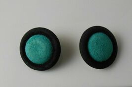 Blue/Black Suede Pierced Button Earrings - $13.85