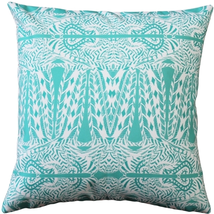 Karalina Partridge Stamp Turquoise Throw Pillow 20x20, Complete with Pil... - $41.95