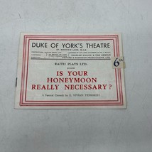 Theater Program Dukoe of York&#39;s Theatre Is Your Honeymoon Really Necessary - £12.65 GBP