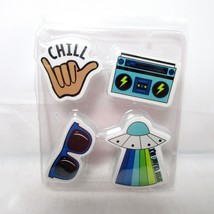 Set of 4 Cool Yoobi Erasers Chill, I&#39;m Outta Here UFO, Sunglasses, Boombox - £7.95 GBP