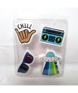 Set of 4 Cool Yoobi Erasers Chill, I&#39;m Outta Here UFO, Sunglasses, Boombox - £7.82 GBP