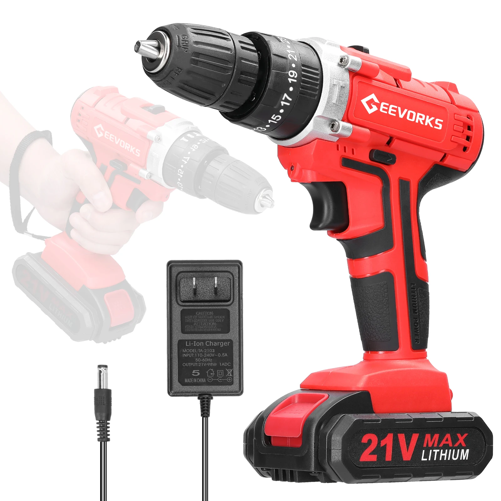 Geevorks Electric Impact Cordless Drill 3in1 Modes 2 With High Power Lithium Bat - £94.76 GBP