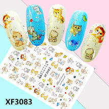 Nail Art 3D Decal Stickers hand- drawn cartoon cute kitten fish butterfly XF3083 - £2.56 GBP